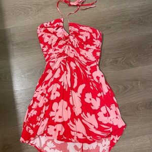 Lost + Wander Red and Pink Floral Mini Dress